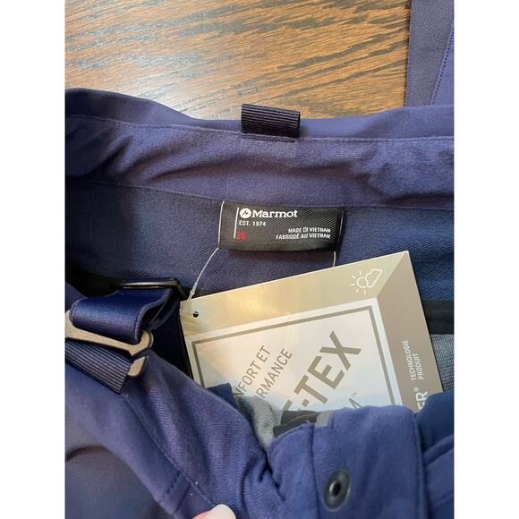 Marmot NWT Rom Gore Tex Infinium Bib Snow Ski Pants Arctic Navy Womens 28 - Picture 9 of 12